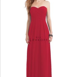 Bill Levkoff watermelon sweetheart strapless gown